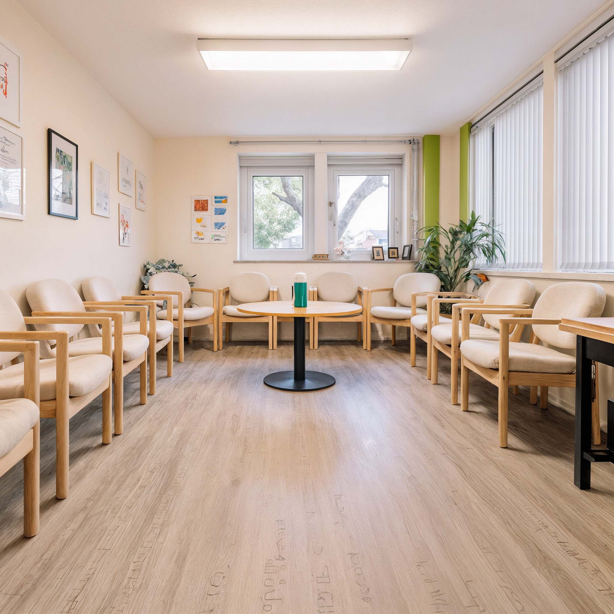 Helles und freundliches Wartezimmer für Patientenkomfort